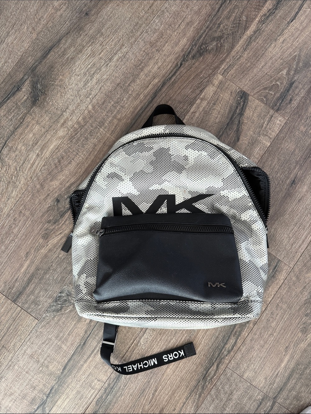 Michael Kors Gray Camouflage Mini Backpack with Black Front Pocket